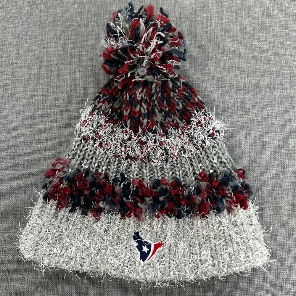 Pompom Houston Texans Knit Hat Fringe‎ Red Black Gray Women's Sport Hat